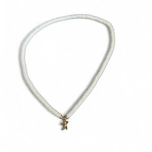 White and gold starfish necklace